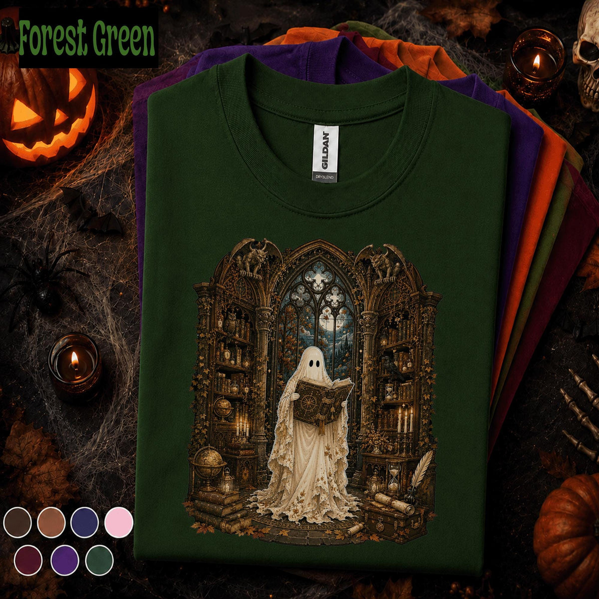 Ghost Library Halloween Shirt, Gothic Book Lover Tee, Spooky Reader Shirt, Haunted Library Gift, Dark Academia Ghost T Shirt, Fall Tee