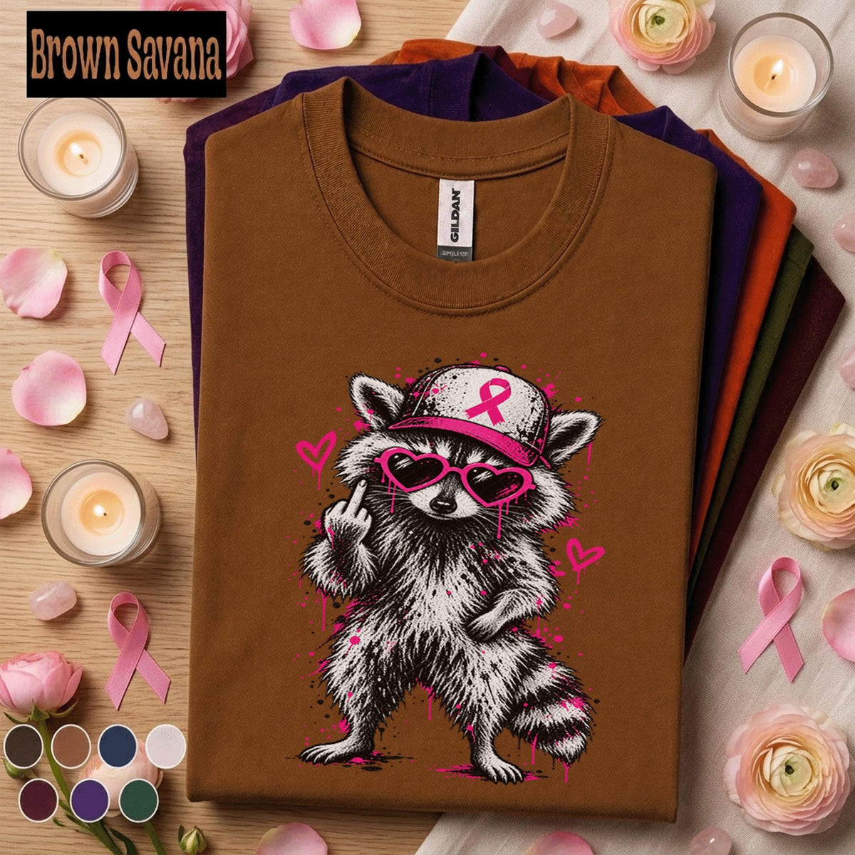 Breast Cancer Awareness Raccoon Shirt, Pink Ribbon Raccoon Tee, Sassy Pink Out October Shirt, Funny Cancer Support Gift for Women