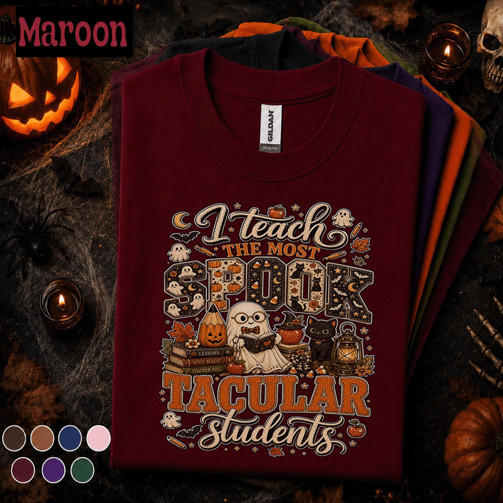 I Teach the Most Spooktacular Students Shirt, Funny Teacher Halloween Tee, Cute Ghost Pumpkin Classroom Shirt, Fall Teacher Gift