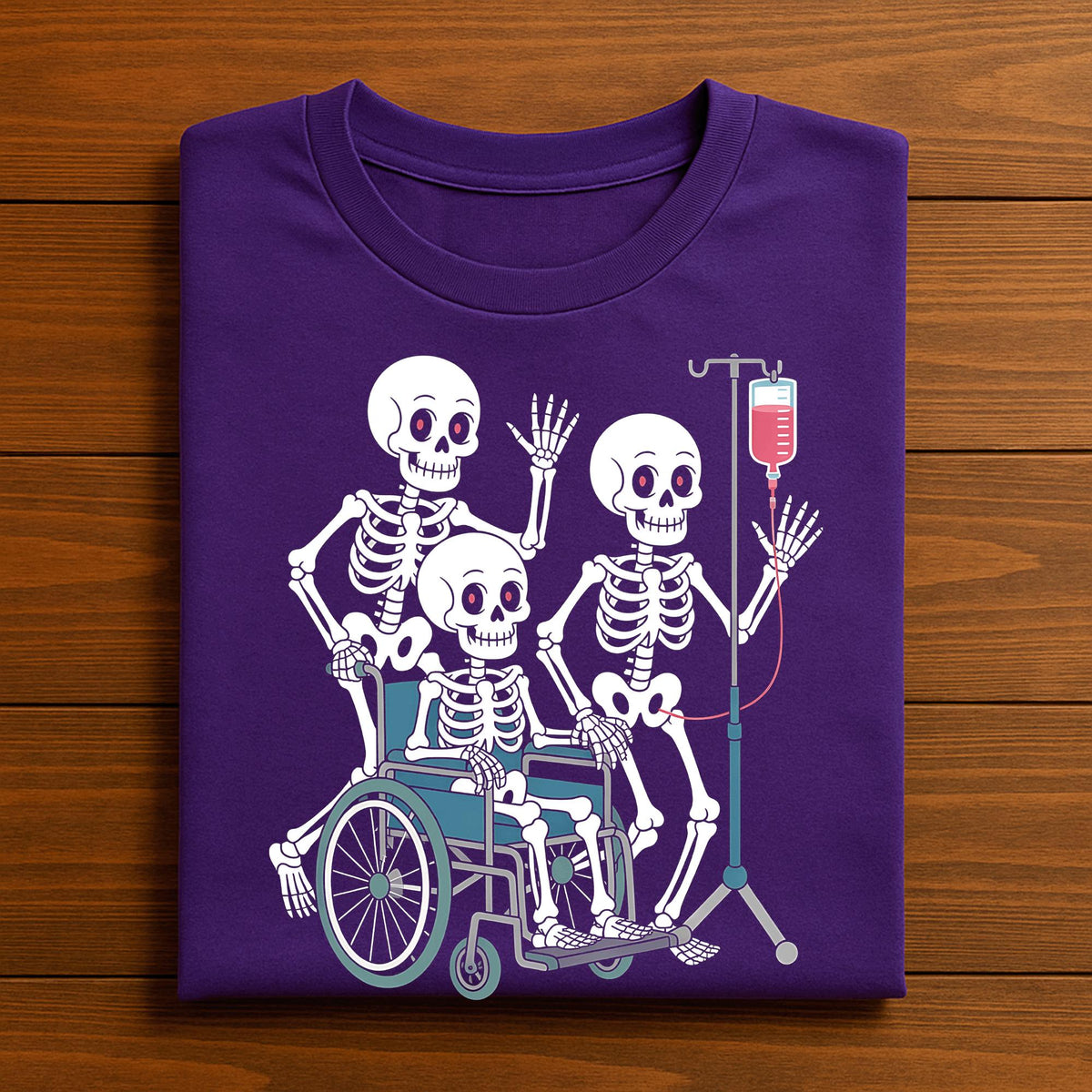 Skeleton Hospital Shirt, Funny Medical Halloween Tee, Skeleton Wheelchair IV Drip T-Shirt, Spooky Nurse Doctor, Gift Nurse Halloween Shirt