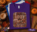 Hello Cozy Season Shirt, Cozy Fall Tee, Autumn Pumpkin Coffee Shirt, Cute Harvest Season Sweatshirt, Thanksgiving Gift for Her, Fall Vibes