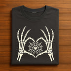 Couple Skeleton Hands Spiderweb Heart Shirt, Gothic Halloween Tee, Skeleton Love T-Shirt, Spooky Gothic Couple Shirt, Gift Valentine Shirt