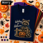 Waiting for Halloween Raccoon Shirt, Cute Raccoon Tee, Pumpkin Trick or Treat Shirt, Vintage Spooky Season Halloween Gift