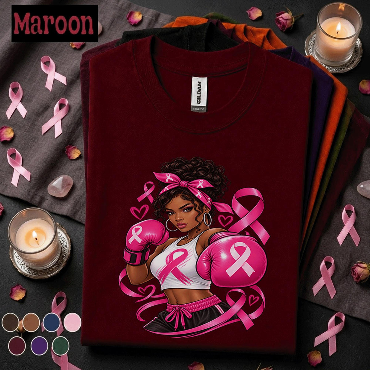 Breast Cancer Awareness Shirt, Pink Ribbon Fighter Tee, Boxing Gloves Support Shirt, Strong Woman October Awareness Survivor Gift Tee