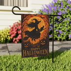Witch Halloween Garden Flag, Flying Witch Full Moon Yard Decor, Black Cat Pumpkin Flag, Vintage Spooky Halloween Outdoor Porch Decoration