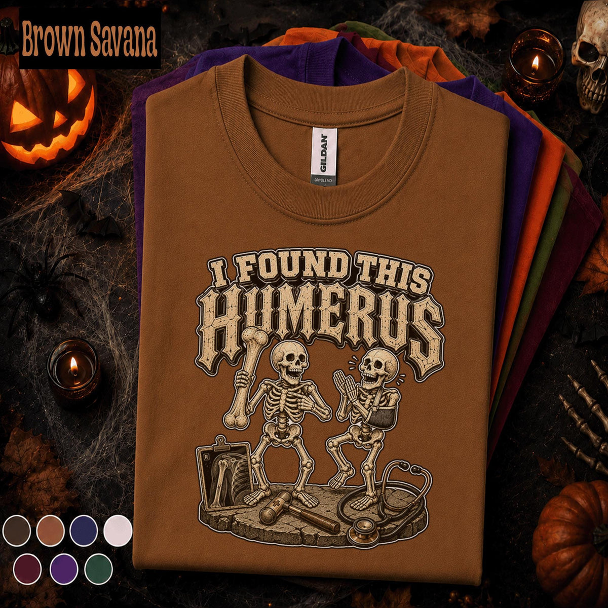 I Found This Humerus Halloween Shirt, Funny Orthopedic Nurse Tee, Skeleton Medical Pun Shirt, Spooky Healthcare Worker Gift for Nurses