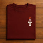 Skeleton Finger Heart Shirt, Halloween Skeleton Heart Tee, Gothic Skeleton Love Shirt, Spooky Heart Hand Sign Top, Halloween Valentine Gift