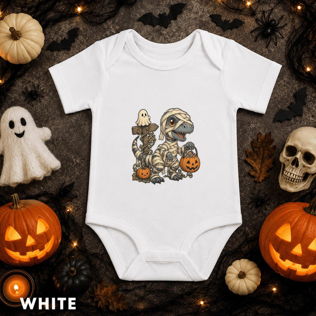 Mummy Dinosaur Halloween Baby Bodysuit, Cute T Rex Pumpkin Infant Onesie, Spooky Season Baby Outfit, First Halloween Baby Gift Idea