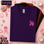 Breast Cancer Awareness Shirt, Pink Ribbon Pocket Tee, Minimalist Floral Butterfly Shirt, October Pink Out Support Gift for Women