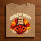Gobble or Meow Thanksgiving Shirt, Funny Turkey Cat Costume Tee, Fall Humor Friendsgiving & Holiday Dinner,  Gift Thanksgiving Sweatshirt