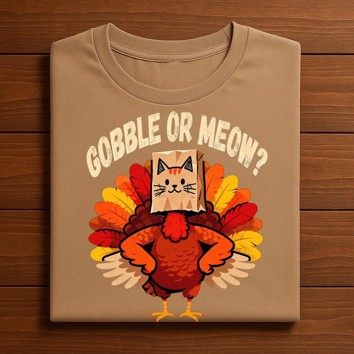 Gobble or Meow Thanksgiving Shirt, Funny Turkey Cat Costume Tee, Fall Humor Friendsgiving & Holiday Dinner,  Gift Thanksgiving Sweatshirt