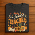 Fall Thankful Grateful Blessed Teacher Tee Autumn Thanksgiving Pumpkin Tee, One Thankful Teacher Shirt