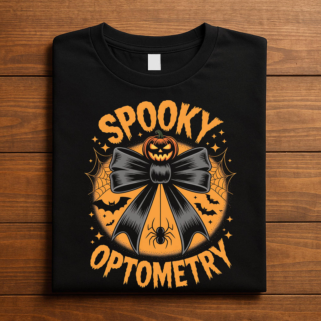Spooky Optometry Shirt, Optician Halloween Pumpkin Bow Doctor Tee