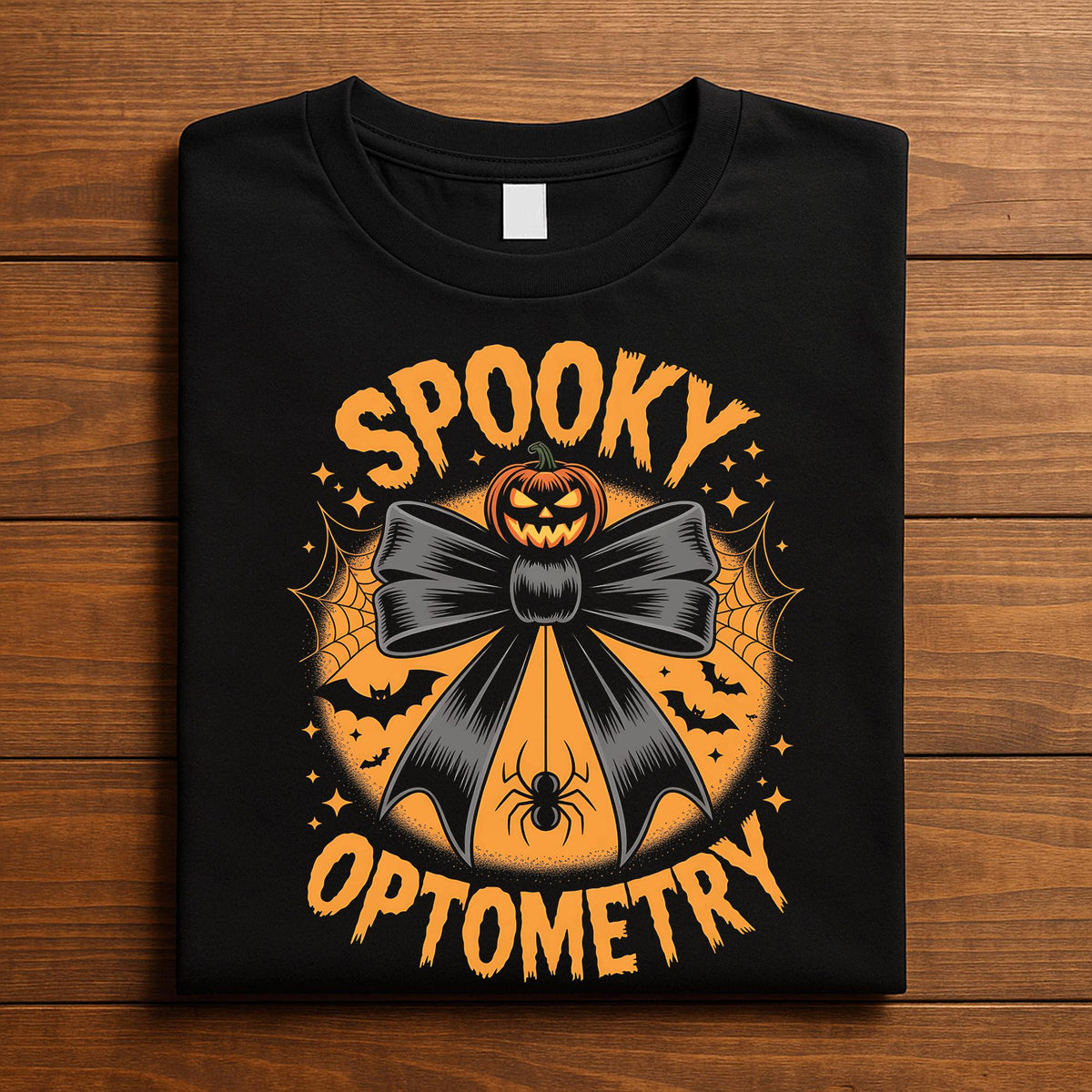 Spooky Optometry Shirt, Optician Halloween Pumpkin Bow Doctor Tee
