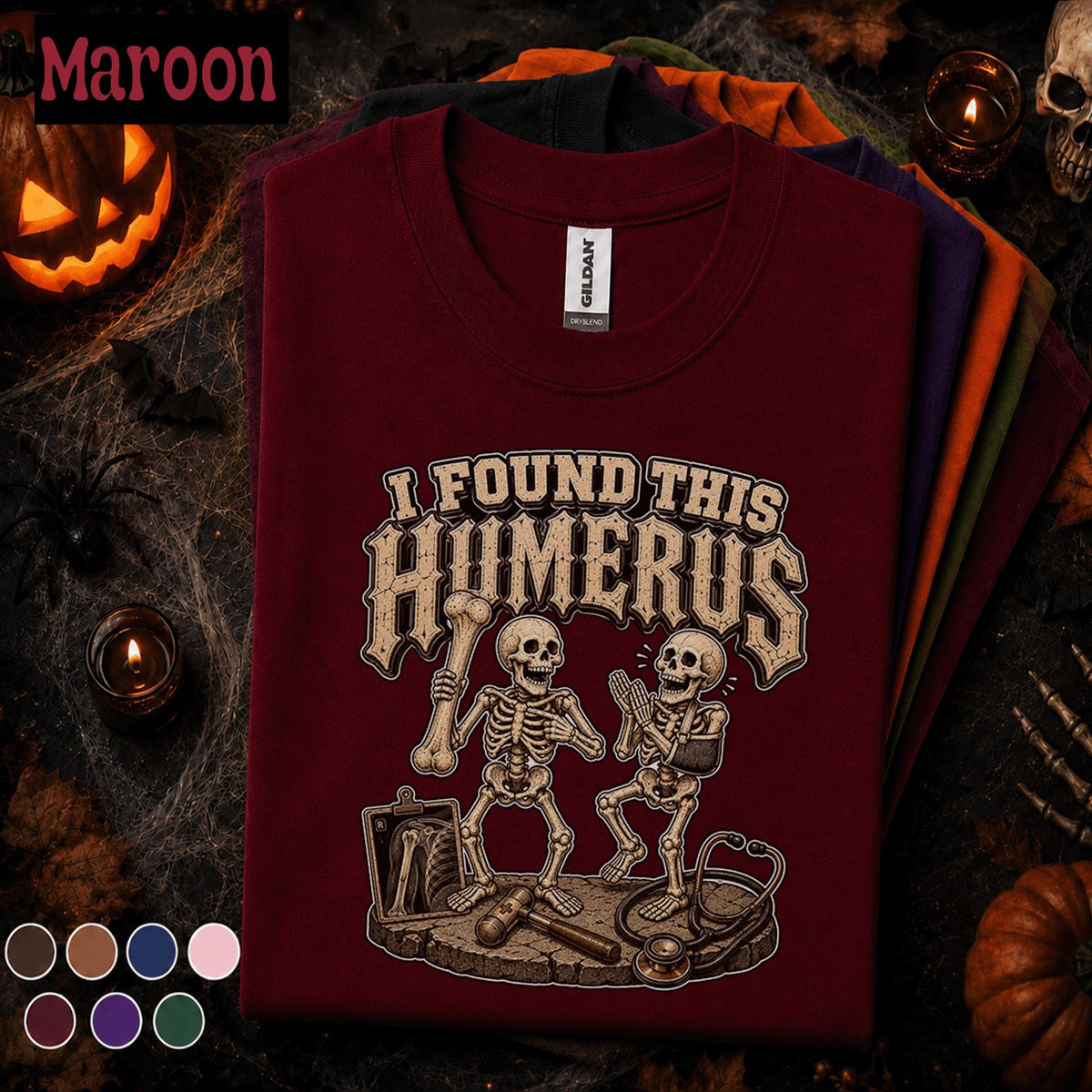 I Found This Humerus Halloween Shirt, Funny Orthopedic Nurse Tee, Skeleton Medical Pun Shirt, Spooky Healthcare Worker Gift for Nurses