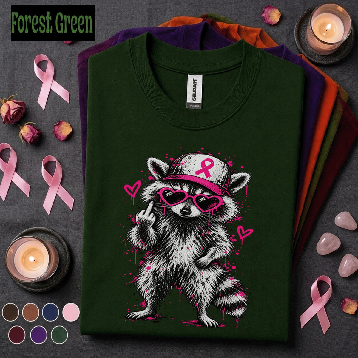 Breast Cancer Awareness Raccoon Shirt, Pink Ribbon Raccoon Tee, Sassy Pink Out October Shirt, Funny Cancer Support Gift for Women