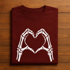 Couple Skeleton Hands Heart Shirt, Cute Gothic Halloween T-Shirt, Skeleton Love Hand Sign Tee, Spooky Romantic Shirt, Gift Couple Shirt
