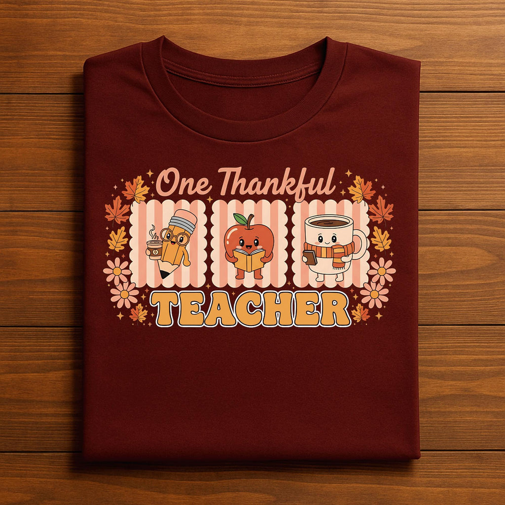 Thanksgiving Teach Fall Outfit Teacher Autumn Pumpkin Classroom Shirt, One Thankful Teacher shirt, Gift Teacher Thanksgiving Sweatshirt