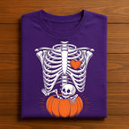 Women Skeleton Pregnancy Announcement Mom Halloween, Announcement Pregnant Halloween Shirt, Baby Skeleton Pumpkin Shirt