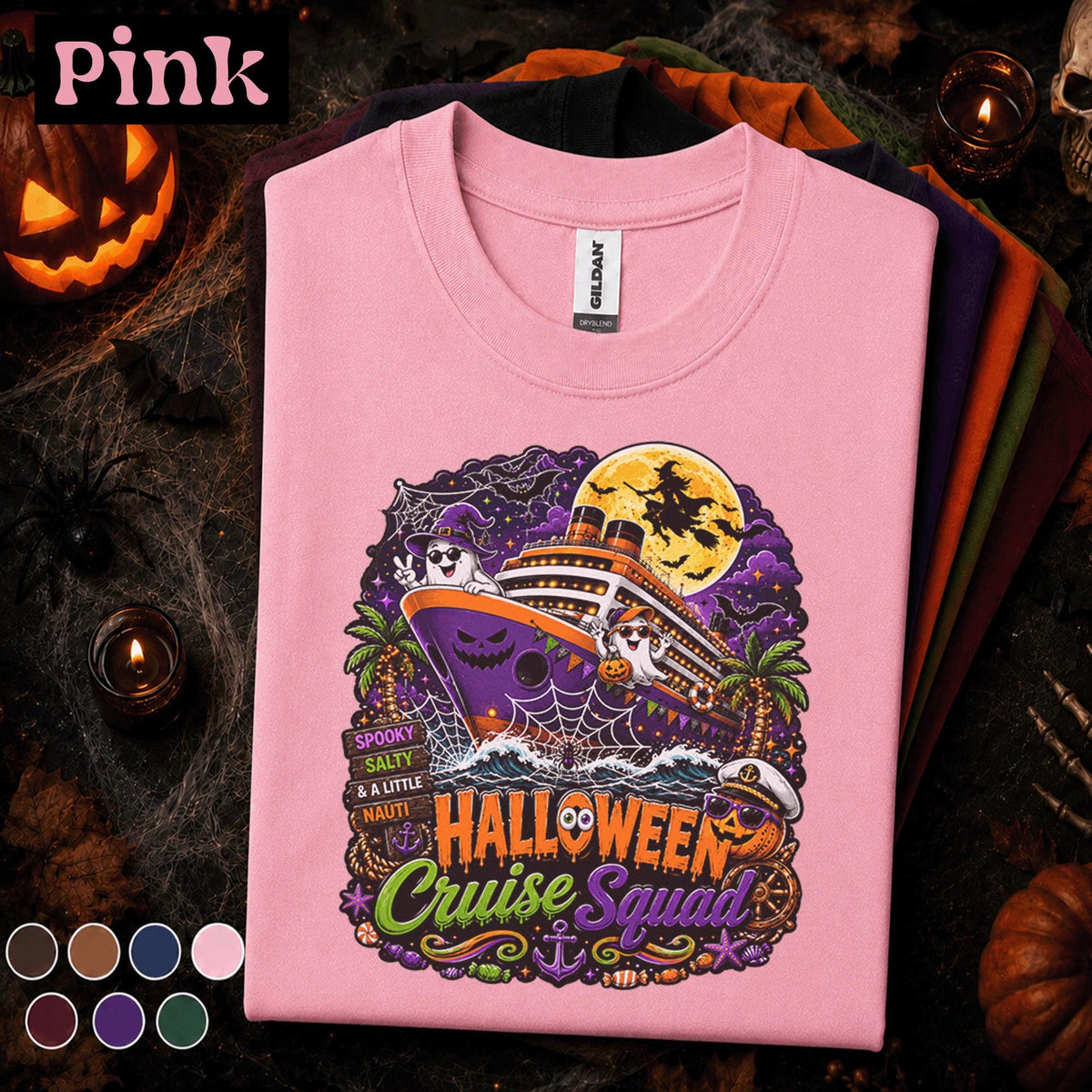Halloween Cruise Squad Shirt, Spooky Salty Nauti Cruise Tee, Ghost Witch Pumpkin Vacation Shirt, Family Group Halloween Cruise Gift