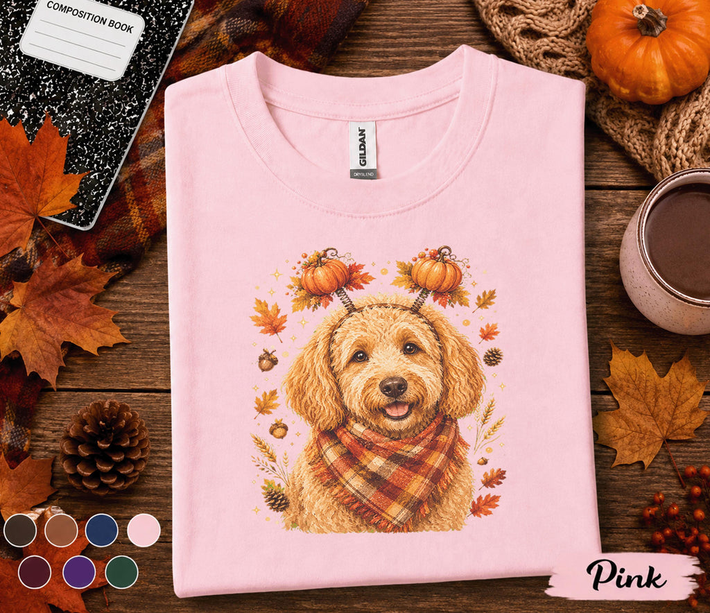 Cute Goldendoodle Fall Shirt, Autumn Dog Lover Pumpkin Tee, Cozy Doodle Dog Sweatshirt, Thanksgiving Puppy Shirt, Fall Pet Lover Gift