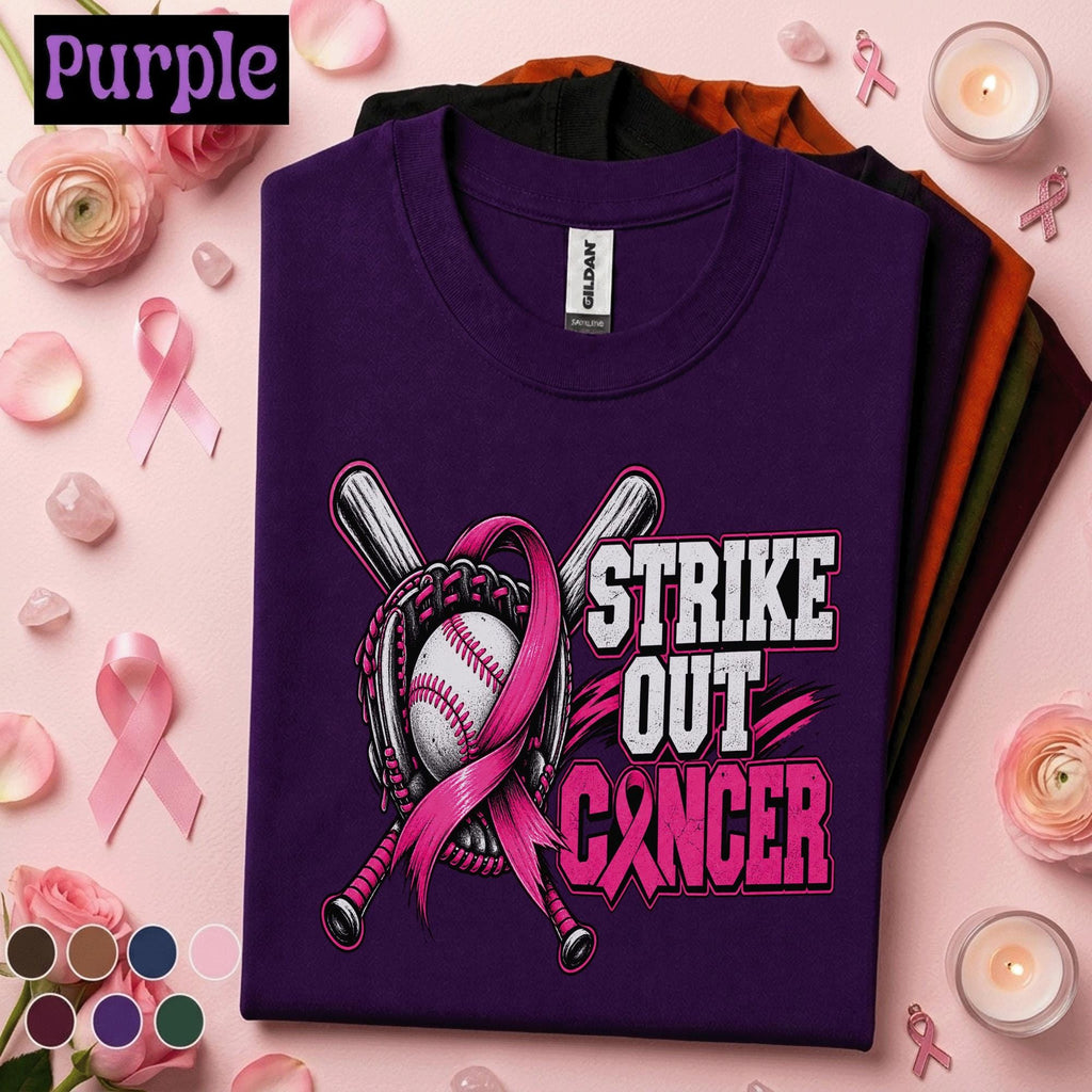 Breast Cancer Awareness Shirt, Strike Out Cancer Baseball Tee, Pink Ribbon Support Shirt, Cancer Fighter Gift, Baseball Mom Warrior Tee