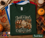 Just a Girl Who Loves Coffee and Fall Shirt, Cozy Autumn Coffee Lover Tee, Pumpkin Spice Sweatshirt, Thanksgiving Gift for Women