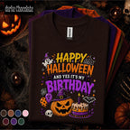 Happy Halloween Its My Birthday Shirt, Spooky Birthday Pumpkin Tee, Witch Ghost Halloween Party Shirt, October Birthday Girl Gift Tee