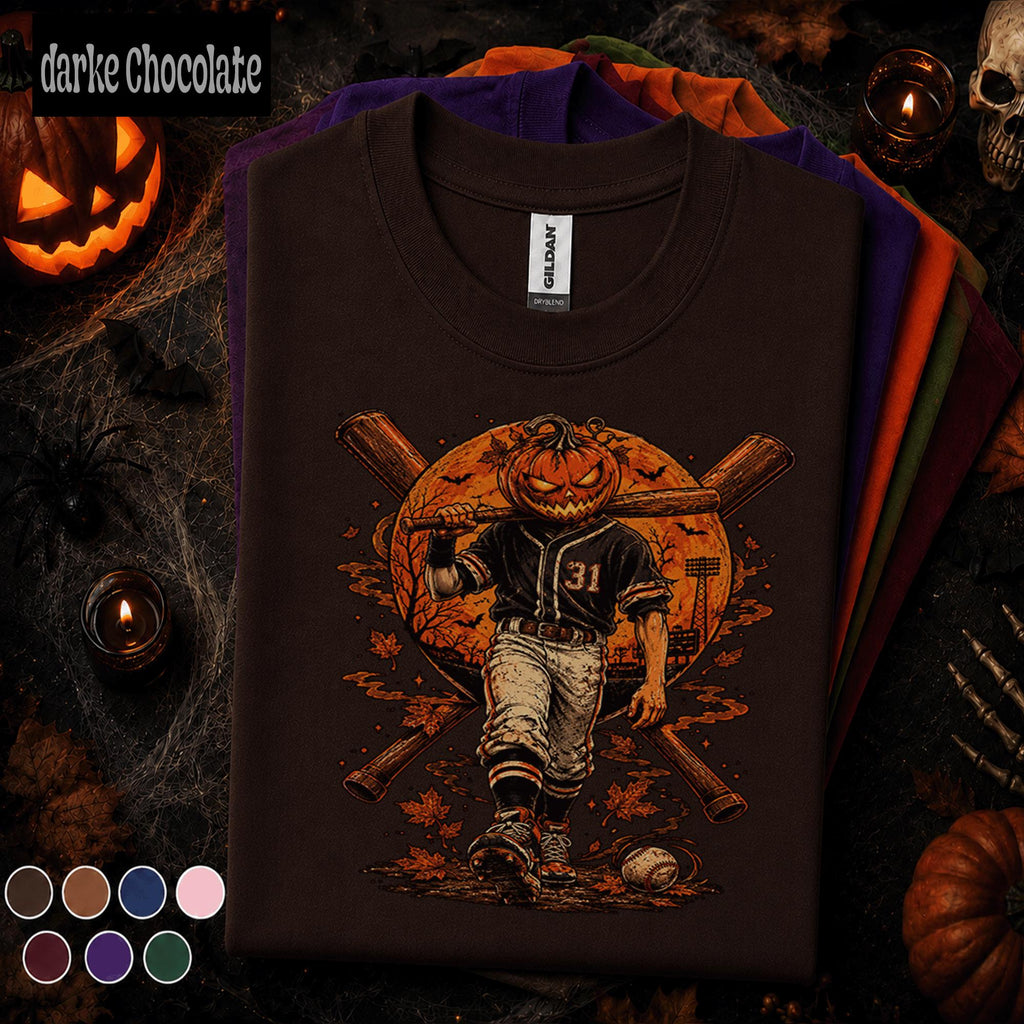 Halloween Baseball Shirt, Pumpkin Head Player Tee, Spooky Baseball Game Day Shirt, Jack O Lantern Sports Gift, Fall Baseball Fan Tee