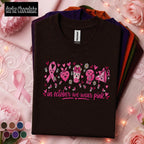 Breast Cancer Awareness Shirt, In October We Wear Pink Tee, Cute Pink Ribbon Characters Shirt, Survivor Fighter Support Gift for Women