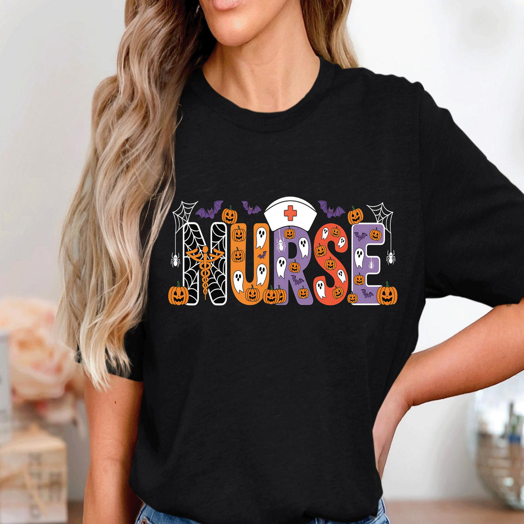 Halloween Nurse Shirt, Spooky Pumpkin Ghost Nurse Tee, Cute Scary Medical Halloween Costume Shirt For Nurses, Halloween Nurse Sweatshirt