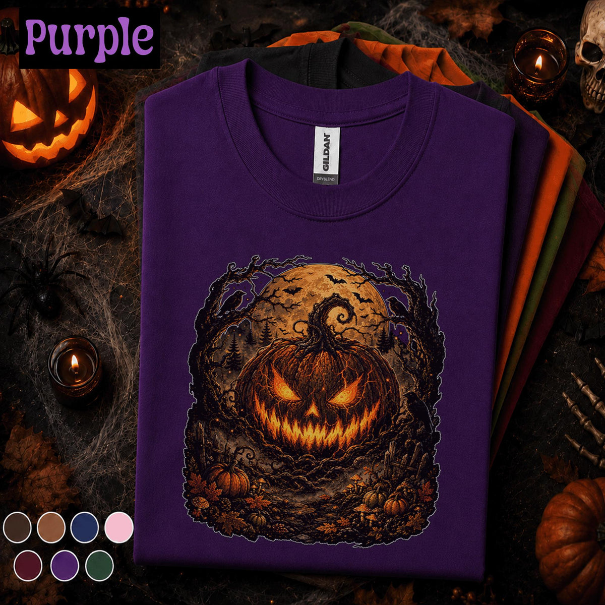 Scary Pumpkin Halloween Shirt, Evil Jack O Lantern Tee, Spooky Full Moon Horror Shirt, Creepy Pumpkin Tee, Halloween Gift for Him