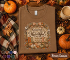 Grateful Thankful Blessed Shirt, Thanksgiving Pumpkin Tee, Cozy Autumn Sweatshirt, Rustic Fall Harvest Shirt, Plaid Bow Pumpkin Gift Women