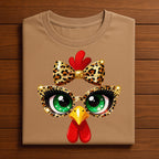 Girls Turkey Face Bow Leopard Glasses Thanksgiving for Women, Gift Thanksgiving Sweatshirt