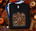 Hello Fall Raccoon Shirt, Cute Autumn Raccoon Pumpkin Spice Coffee Tee
