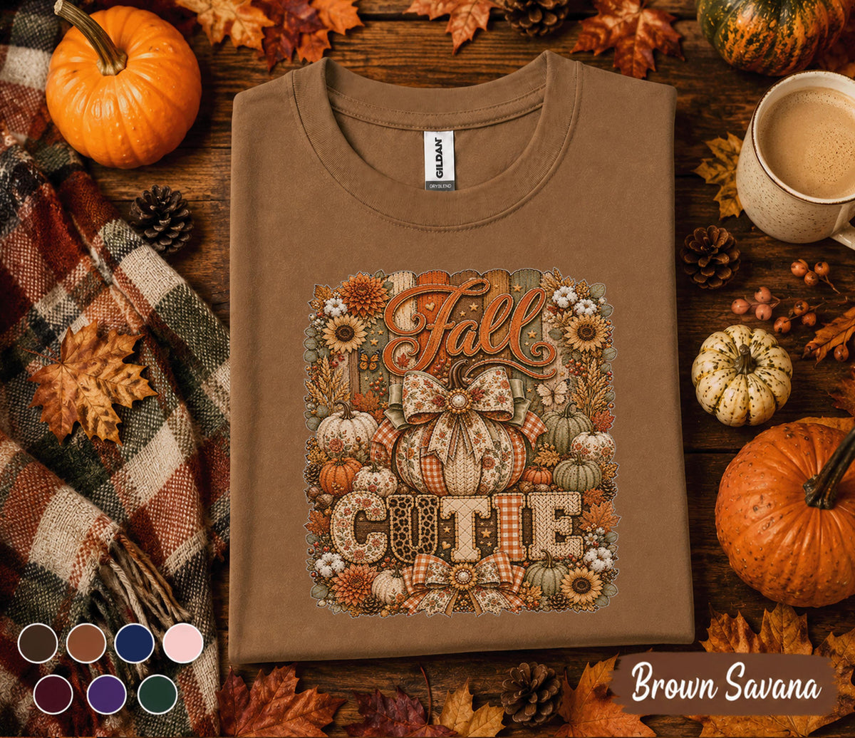 Fall Cutie Shirt Cute Autumn Pumpkin Bow Tee, Cozy Fall Season Shirt, Thanksgiving Outfit, Pumpkin Patch Shirt, Rustic Autumn Gift for Women