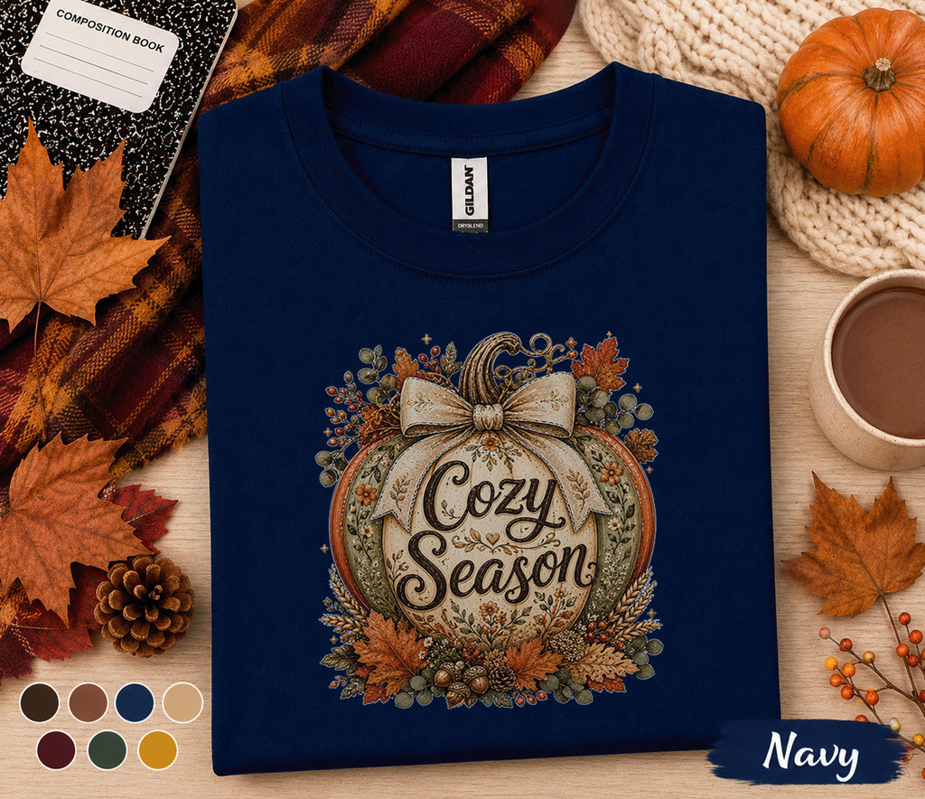 Cozy Season Pumpkin Shirt, Cute Fall Pumpkin Tee, Autumn Harvest Shirt, Thanksgiving Pumpkin Sweatshirt, Cozy Autumn Outfit Gift for Her