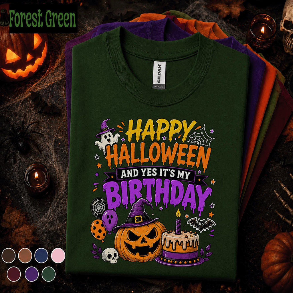 Happy Halloween Its My Birthday Shirt, Spooky Birthday Pumpkin Tee, Witch Ghost Halloween Party Shirt, October Birthday Girl Gift Tee