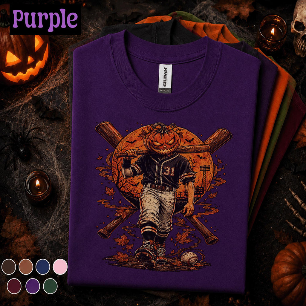 Halloween Baseball Shirt, Pumpkin Head Player Tee, Spooky Baseball Game Day Shirt, Jack O Lantern Sports Gift, Fall Baseball Fan Tee