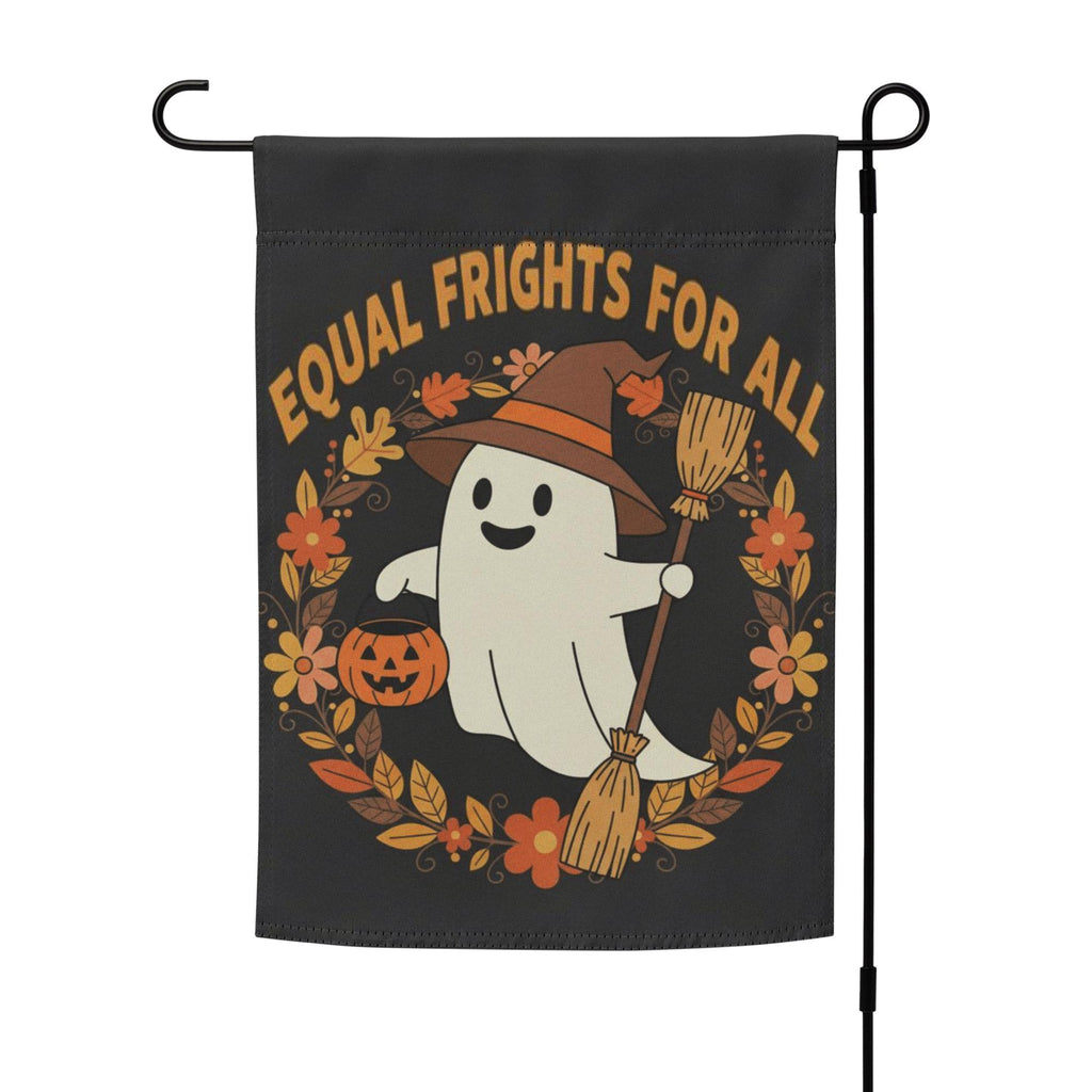 Equal Frights Halloween Garden Flag: Ghost, Pumpkin, Equality Message - Autumn Decor, Equal Frights Halloween Garden Flag