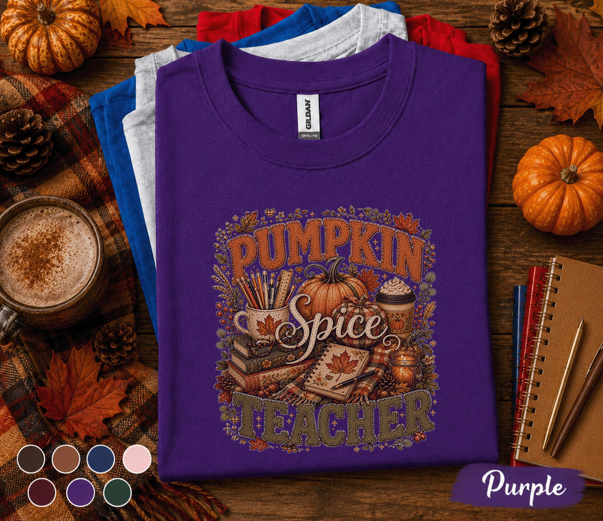 Pumpkin Spice Teacher Shirt, Cozy Fall Teacher Tee, Autumn Classroom Pumpkin Coffee T-Shirt Thanksgiving Teacher Gift, Back to School Outfit
