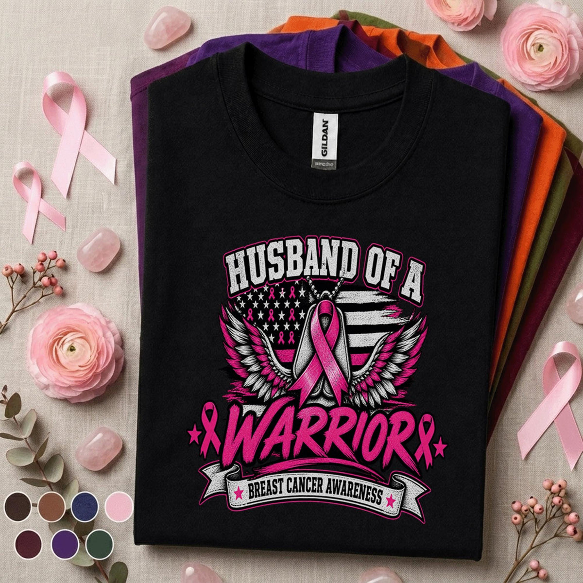 Husband of a Breast Cancer Warrior Shirt, Pink Ribbon Awareness Tee