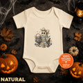 Crochet Ghost Halloween Baby Bodysuit, Floral Bow Infant Onesie