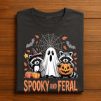 Spooky and Feral Shirt, Funny Halloween Raccoon Ghost Tee, Cute Fall Animal Shirt, Pumpkin and Witch Forest Shirt, Ghost Raccoon Sweatshirt