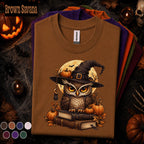 Halloween Owl Shirt, Witch Owl T Shirt, Spooky Season Tee, Pumpkin Moon Shirt, Witchy Fall Top, Owl Lover Halloween Gift Tee