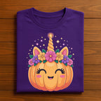 Unicorn Pumpkin Shirt, Cute Halloween Unicorn Tee, Kawaii Pumpkin Face T-Shirt, Pastel Spooky Season Shirt, Women Halloween Shirt For Girl