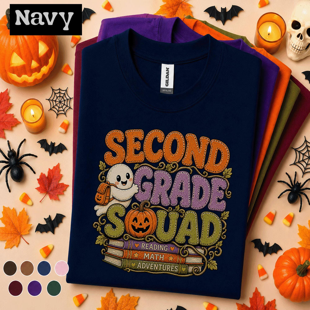 Second Grade Squad Halloween Shirt, Teacher Ghost Pumpkin Tee, 2nd Grade Teacher Shirt, Spooky School Team Tee, Fall Classroom Gift
