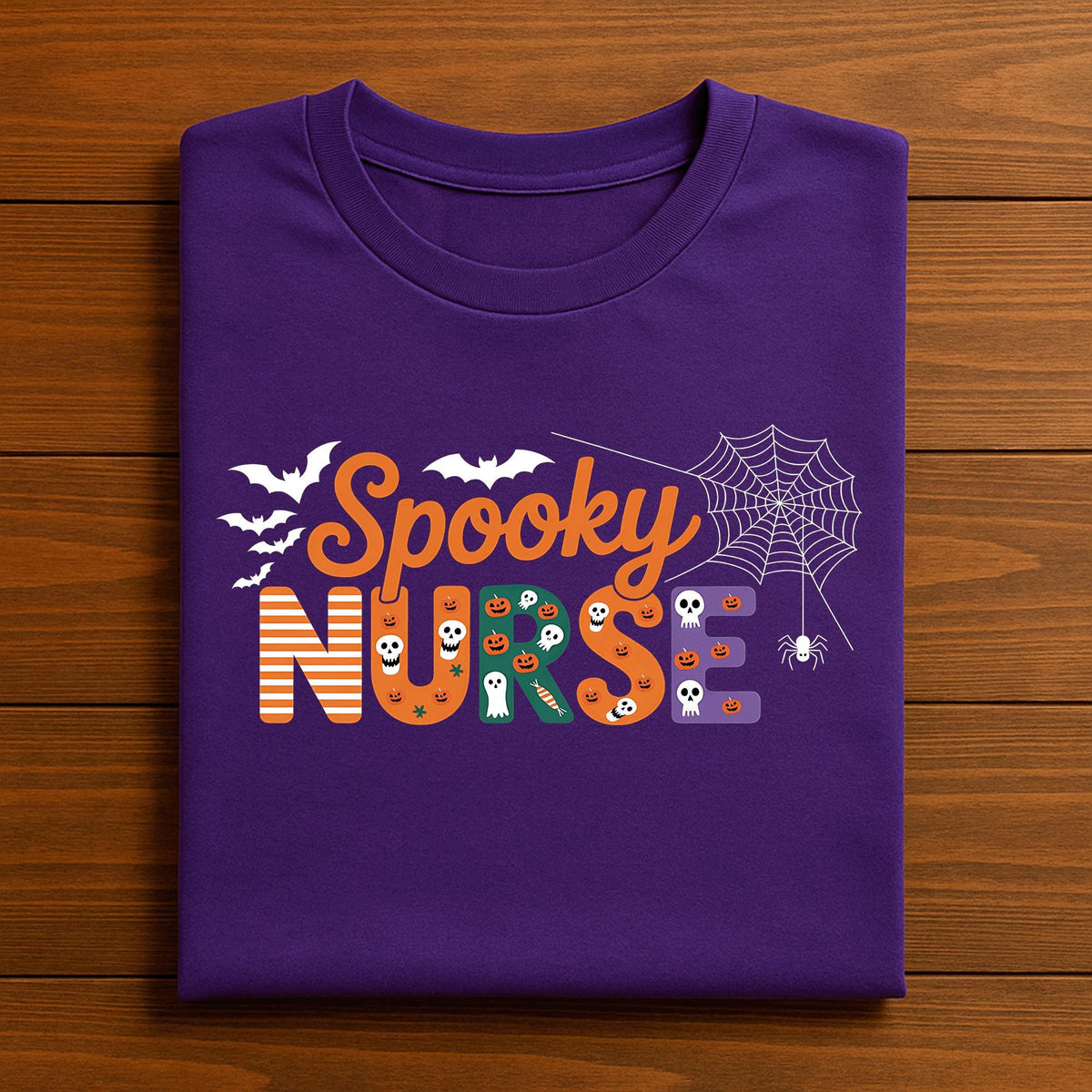 Spooky Nurse Halloween Shirt, Cute Ghost Pumpkin RN Tee