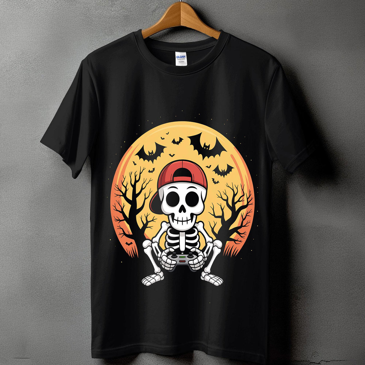 Skeleton Gamer Moon Shirt, Boy Halloween Spooky Skull Video Game Tee, Haunted Gaming Costume, Men Halloween Shirt Boy, Halloween Sweatshirt