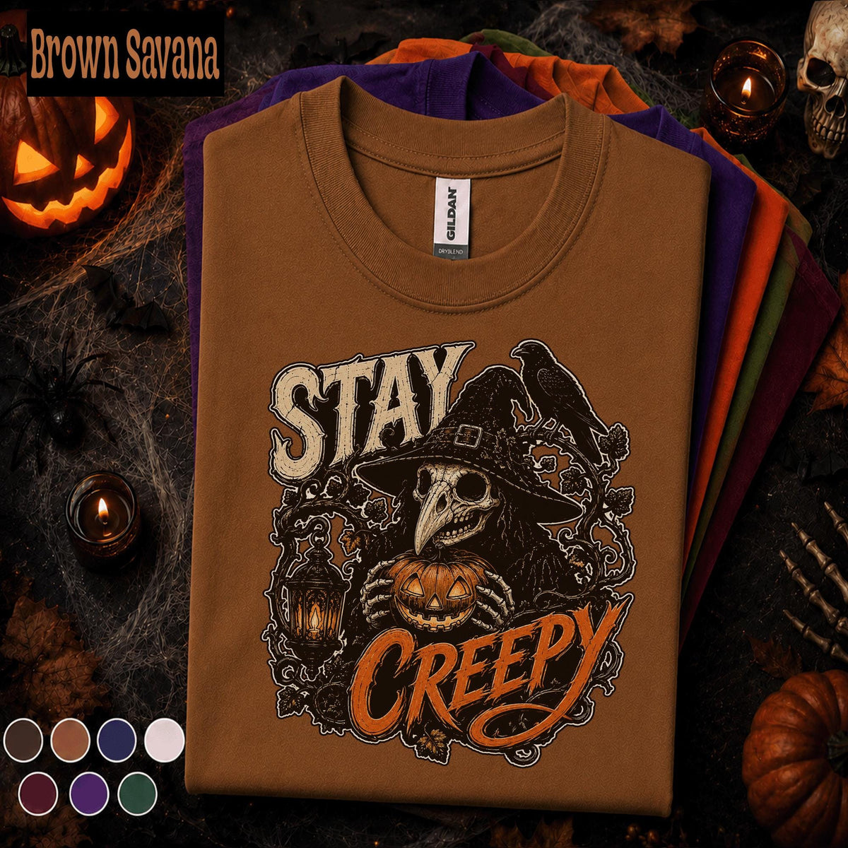 Stay Creepy Halloween Shirt, Plague Doctor Witch Tee, Gothic Raven Pumpkin T Shirt, Spooky Season, Dark Halloween Gift Tee
